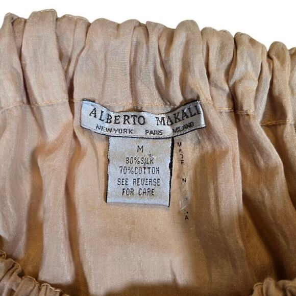 Alberto Makali Embroidered Silk Top Size Medium Tan Coquette Feminine Boho Fairy - Picture 3 of 12